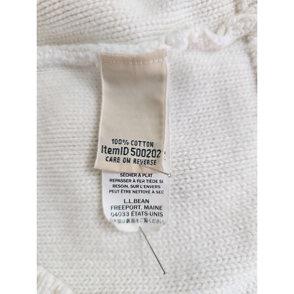 LL. Bean ~Woman Size M~ White Knit Cotton Button-Up Cardigan Sweater Long Sleeve - Picture 14 of 15